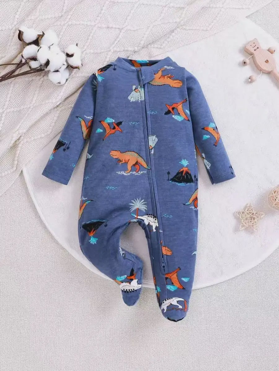 Katoenen Newborn Pyjama met Voetjes en Ritssluiting - Romper voor Jongens en Meisjes (0-12 Maanden)