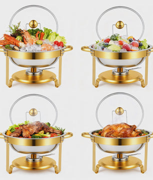 RVS Chafing Dish Buffet Set 5QT - Goudkleurig Afgewerkt - Set van 1, 2 of 4