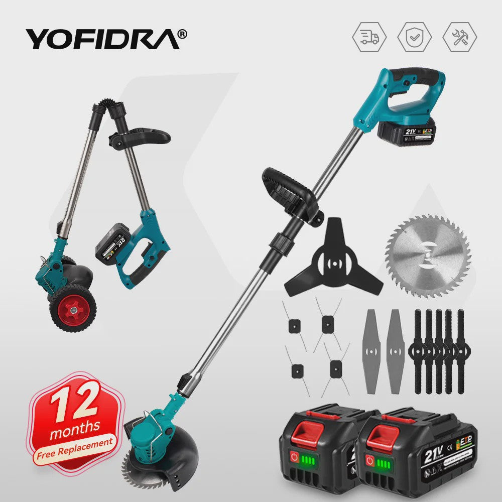 YOFIDRA Accu Grasmaaier & Trimmer - 100-135cm Verstelbaar - Makita 21V Batterij Compatibel
