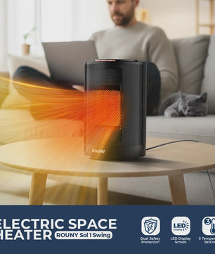 ROUNY Draagbare Elektrische Kachel met 80° Oscillatie - 1200W PTC Keramische Ventilator