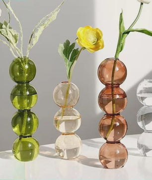 Nordic Kleurrijke Glazen Vaas - Bubble Design voor Hydroponische Planten & Bloemen