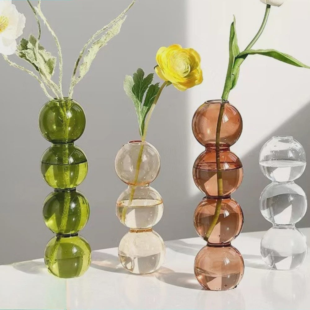 Nordic Kleurrijke Glazen Vaas - Bubble Design voor Hydroponische Planten & Bloemen
