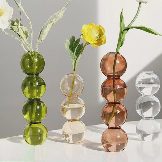 Nordic Kleurrijke Glazen Vaas - Bubble Design voor Hydroponische Planten & Bloemen