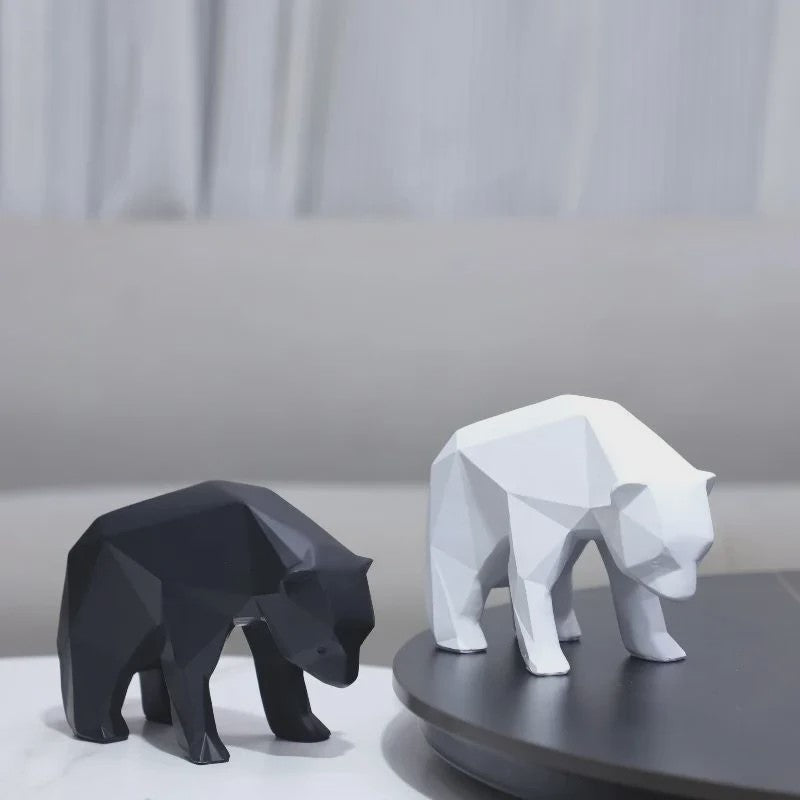 Geometrische Resin IJsbeer Beeldje - Abstracte Dier Decoratie voor Bureau en Kamer