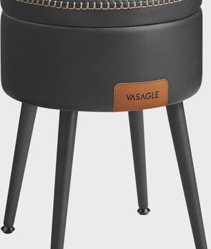 VASAGLE Opbergkruk met Kunstleer Bekleding - Zwart, 150 kg Draagvermogen
