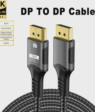 16K DisplayPort 2.1 Kabel - 8K@120Hz, 4K@240Hz, 80Gbps, HDR - Voor Gaming, Laptop, TV
