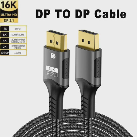 16K DisplayPort 2.1 Kabel - 8K@120Hz, 4K@240Hz, 80Gbps, HDR - Voor Gaming, Laptop, TV
