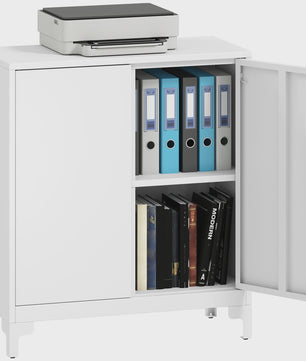 HOMCOM Metalen Archiefkast met 2 Deuren, Slot en Verstelbare Plank - Wit, 80x35x91 cm