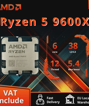 AMD Ryzen 5 9600X Processor - 6 Cores, 12 Threads, 5.4GHz Boost, AM5 Socket