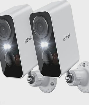 Set van 2 ieGeek 2K Draadloze WiFi Beveiligingscamera's met Batterij, Kleuren Nachtzicht, AI & PIR Bewegingsdetectie - Buiten/Binnen