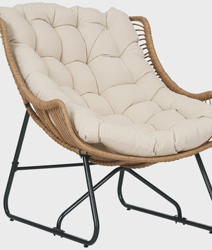 Outsunny Rotan Fauteuil met Dik Zitkussen - Comfortabele Tuinstoel tot 120 kg
