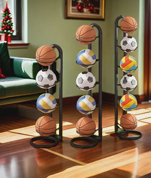 Zwarte Metalen Sportbal Organizer - Multifunctioneel Rek voor Ballen