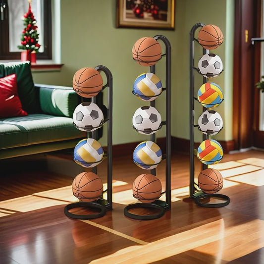 Zwarte Metalen Sportbal Organizer - Multifunctioneel Rek voor Ballen