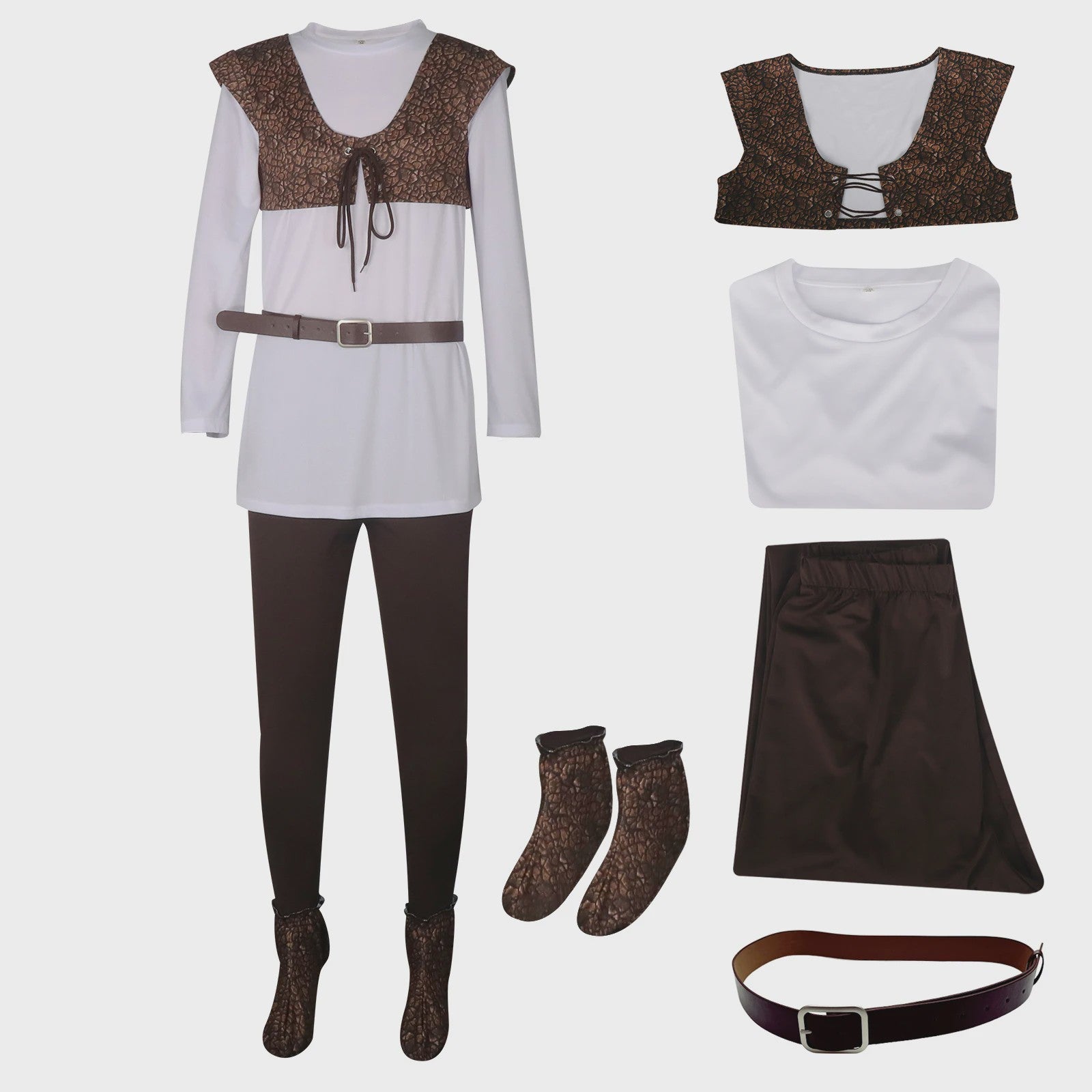 Shrek Cosplay Kostuum Heren - Compleet Halloween Outfit met Shirt, Vest, Broek & Accessoires