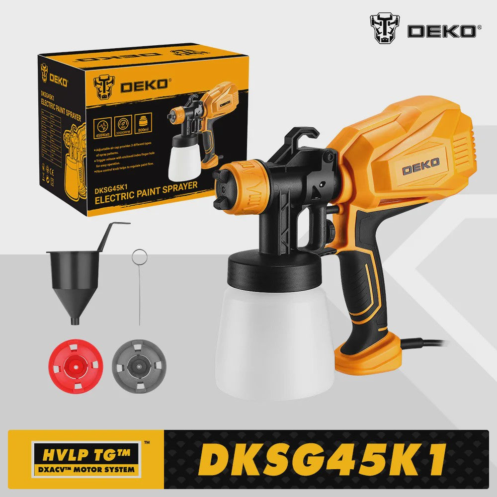 DEKO DKSG45K1 Elektrische Verfspuit 450W - Krachtig & Precisie voor Doe-het-zelf