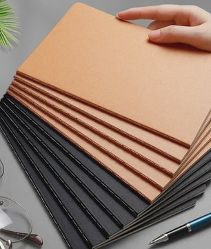 Vintage A5 Notitieboek met Kraft Kaft - Blanco, Gelinieerd of Geruit Papier