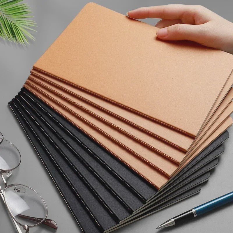 Vintage A5 Notitieboek met Kraft Kaft - Blanco, Gelinieerd of Geruit Papier