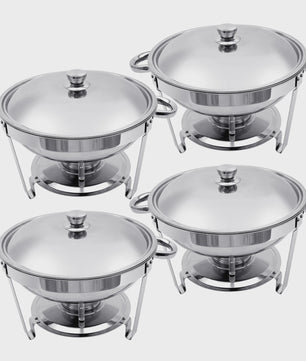 RVS Buffet Chafing Dish Set (5L) - Rond, met Deksel - Ideaal voor Feesten & Buffetten