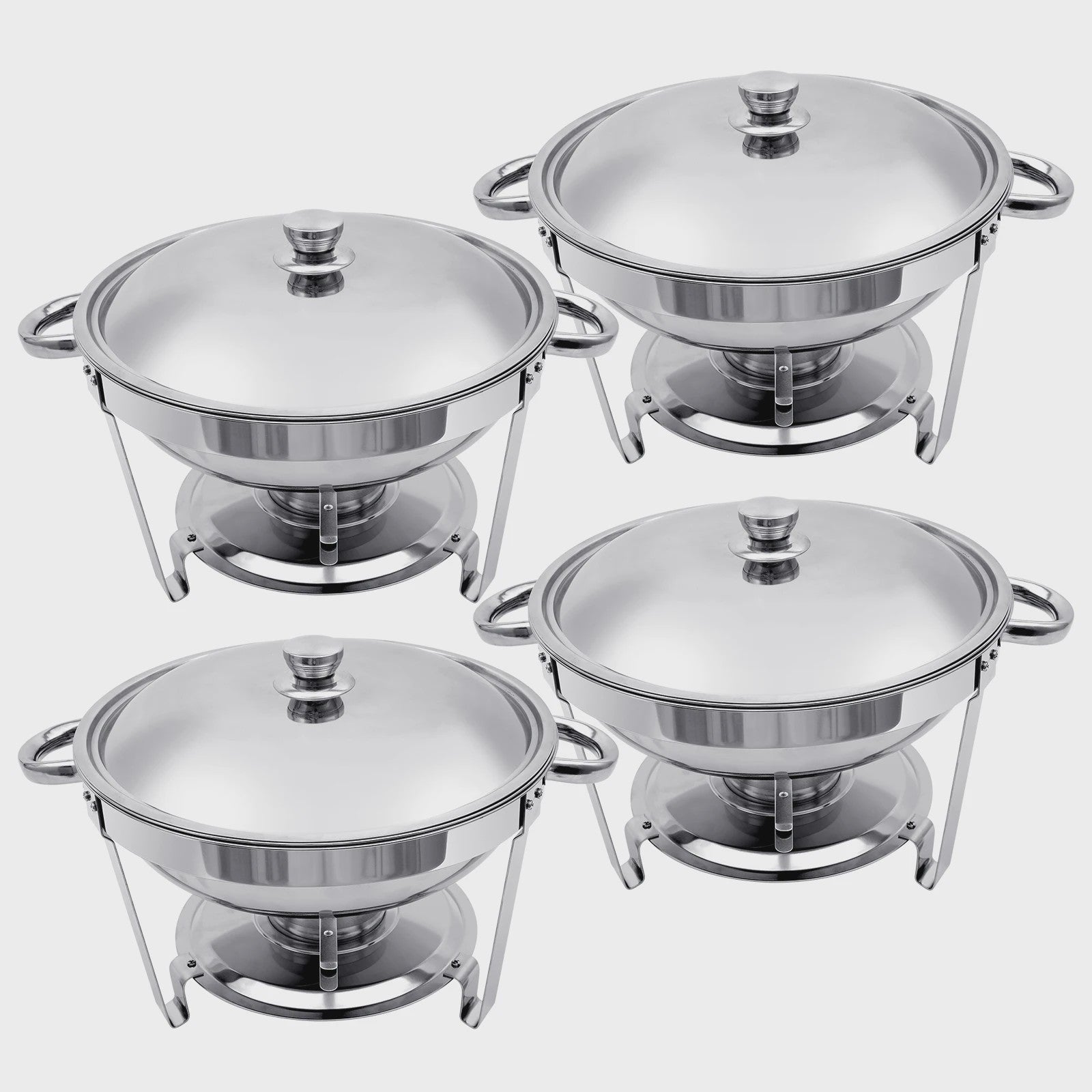 RVS Buffet Chafing Dish Set (5L) - Rond, met Deksel - Ideaal voor Feesten & Buffetten