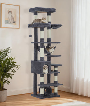 Luxe Multi-Level Kattenboom met Krabpalen, Hangmat en Speeltjes - Ideaal voor Grote Katten