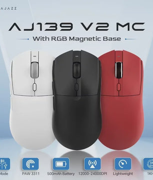 AJAZZ AJ139 V2 MC Draadloze Gaming Muis met RGB Magnetische Oplaadbasis - 24000 DPI, Bluetooth/Bedraad