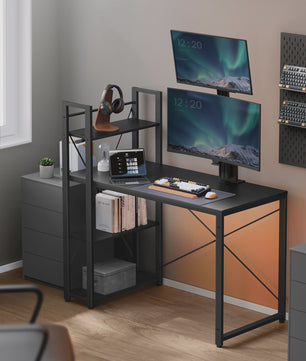 VASAGLE Bureau met Planken, 120/137.2 cm, Flexibele Plaatsing Planken