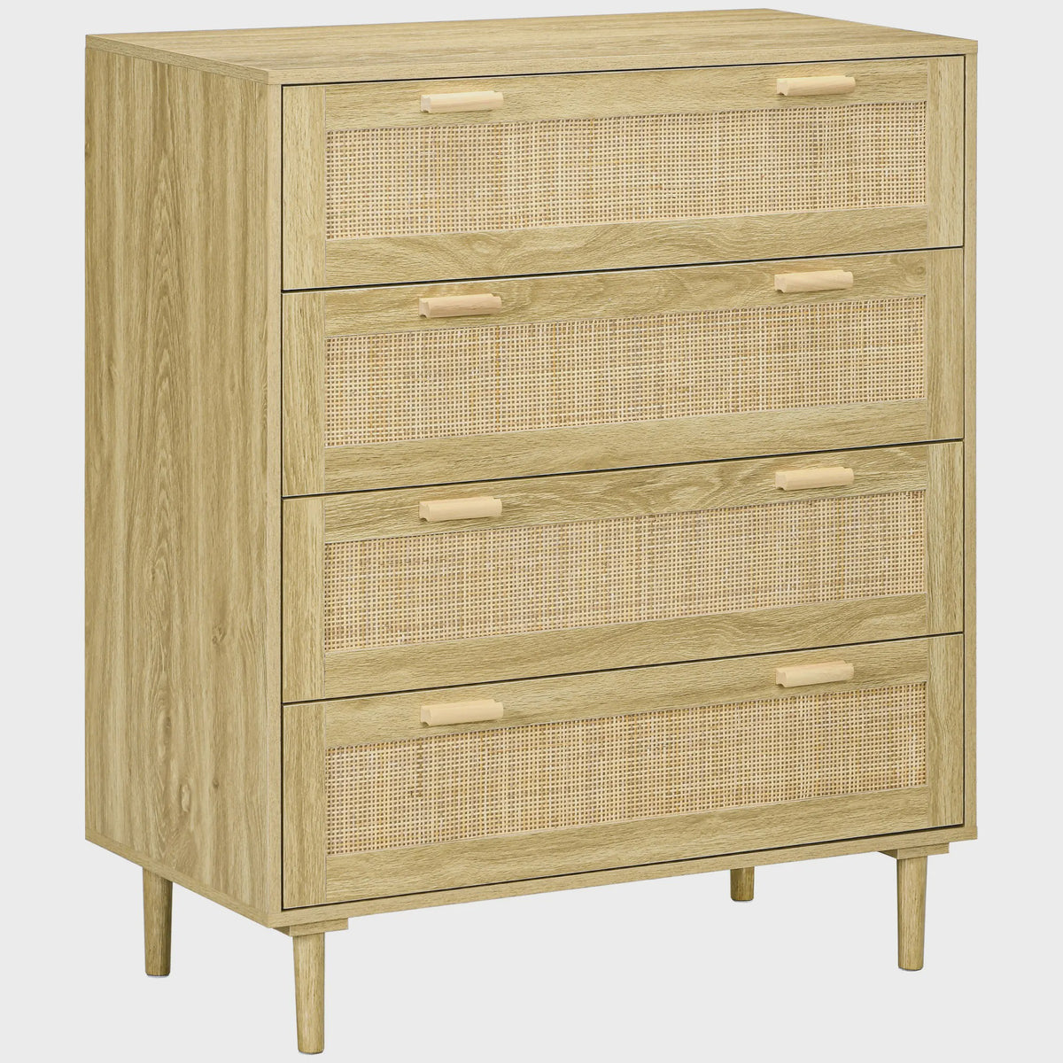 Bohemien Ladekast met 4 Lades en Gevlochten Hars Front - 90x45x108.5 cm