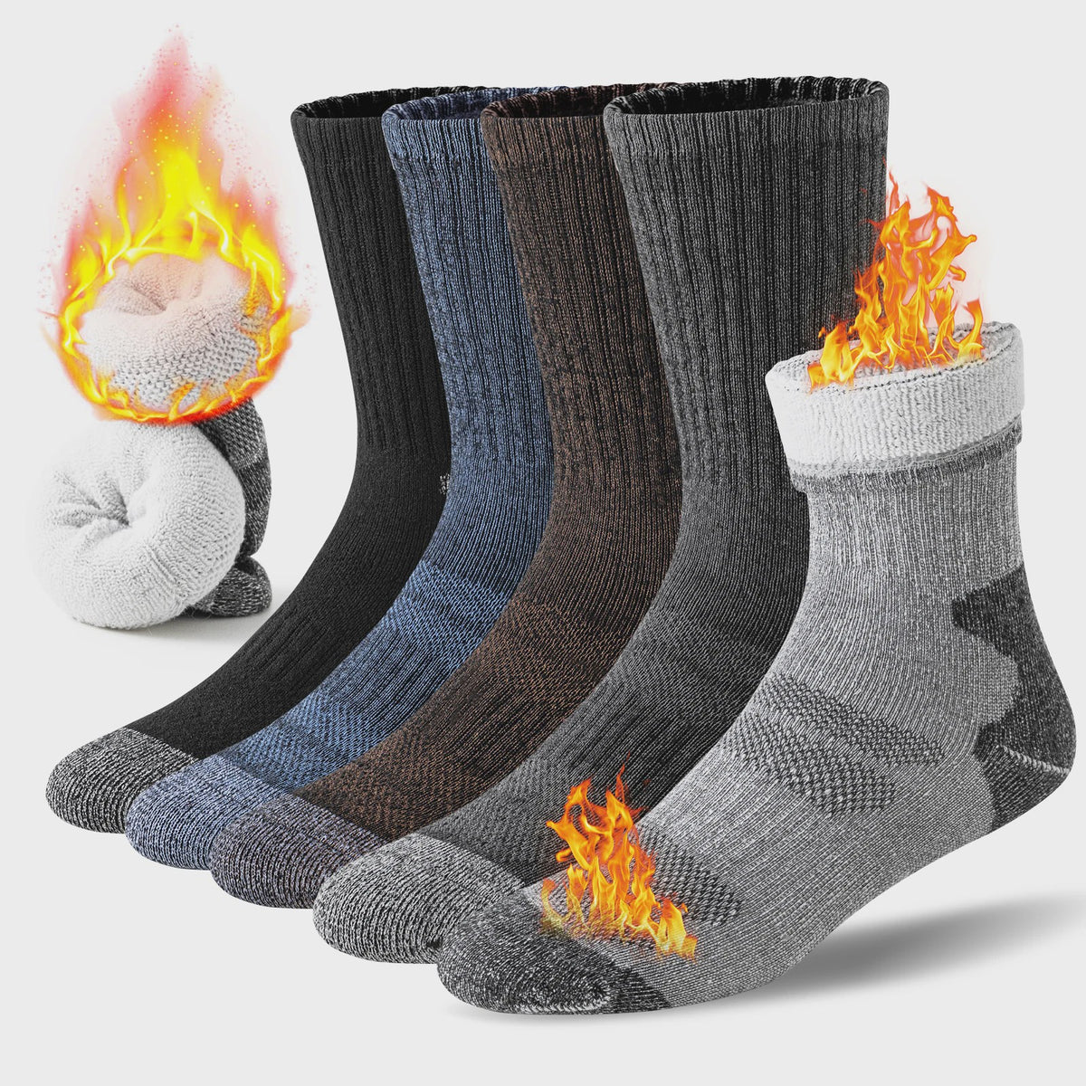 5 Paar Merino Wol Wandelsokken - Warm, Ademend & Compressie voor Heren & Dames