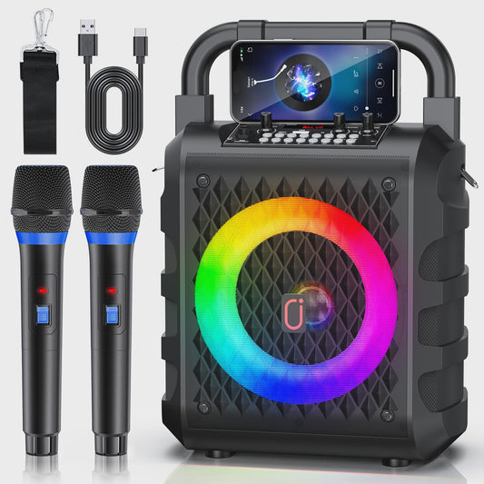 T18 Draagbare Bluetooth Speaker met Microfoon, LED Licht & Karaoke Functie