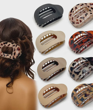 Moderne Ovalen Haarklem met Luipaardprint - Stijlvolle Acryl Haarclip voor Dames