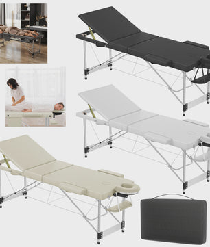 Draagbare Massage Tafel Aluminium - Inklapbaar, Verstelbaar (62-83cm), 230kg Draagkracht, met Armleuningen & Hoofdsteun