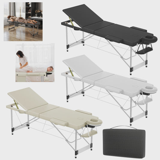 Draagbare Massage Tafel Aluminium - Inklapbaar, Verstelbaar (62-83cm), 230kg Draagkracht, met Armleuningen & Hoofdsteun