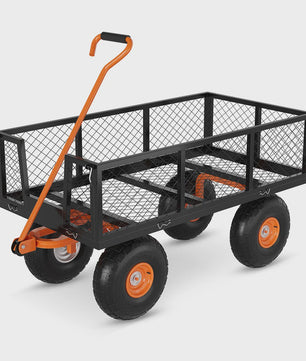Robuuste Stalen Tuinwagen - 400kg Laadvermogen, Afneembare Zijden, All-Terrain Wielen