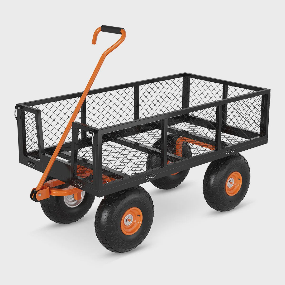 Robuuste Stalen Tuinwagen - 400kg Laadvermogen, Afneembare Zijden, All-Terrain Wielen