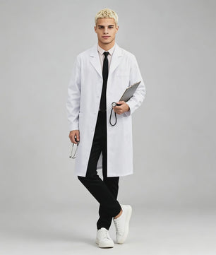 Lichtgewicht Wit Doktersjas Lange Mouw met Knopen - Uniform voor Zorg, Laboratorium & Schoonheidsspecialisten