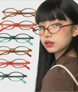 Retro Oval Bril Dames - Y2K Stijl, Anti-blauw & Decoratief