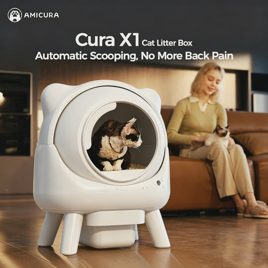 Automatische Zelfreinigende Kattenbak Amicura-X1 - Extra Groot (80L) met App Bediening