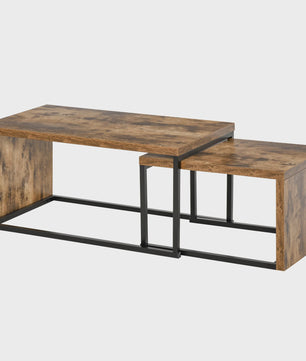 Homcom Set of 2 Coffee Tables with Metal Legs in Industrial Style for Living Room