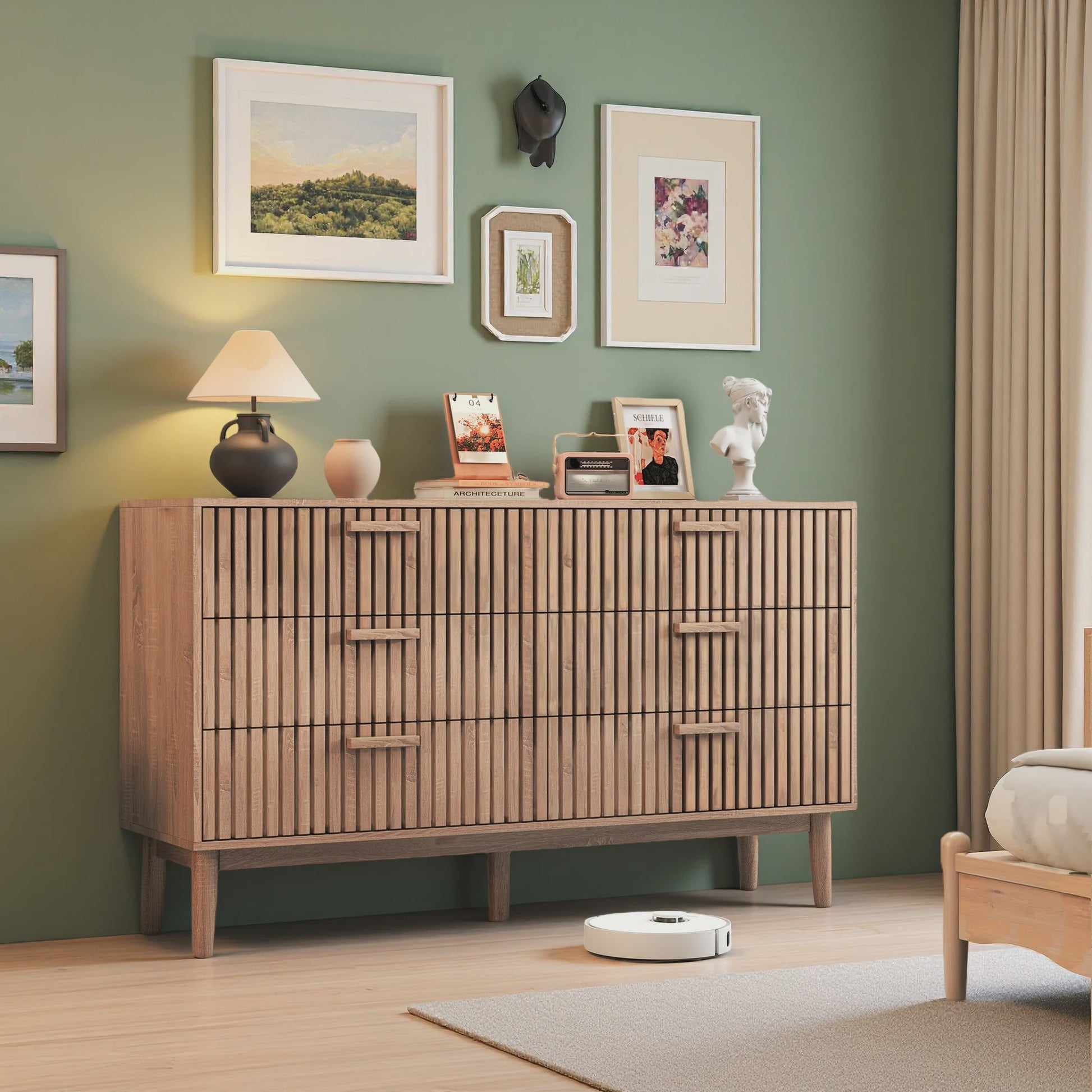 Moderne Houten Ladekast - 4 of 6 Laden - Retro Design Dressoir voor Slaapkamer & Woonkamer