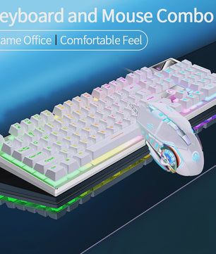 Verlicht Toetsenbord en Muis Combo - Ergonomisch, Mechanisch Gevoel, USB, Backlit voor Gaming & Kantoor