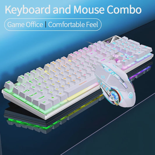 Verlicht Toetsenbord en Muis Combo - Ergonomisch, Mechanisch Gevoel, USB, Backlit voor Gaming & Kantoor