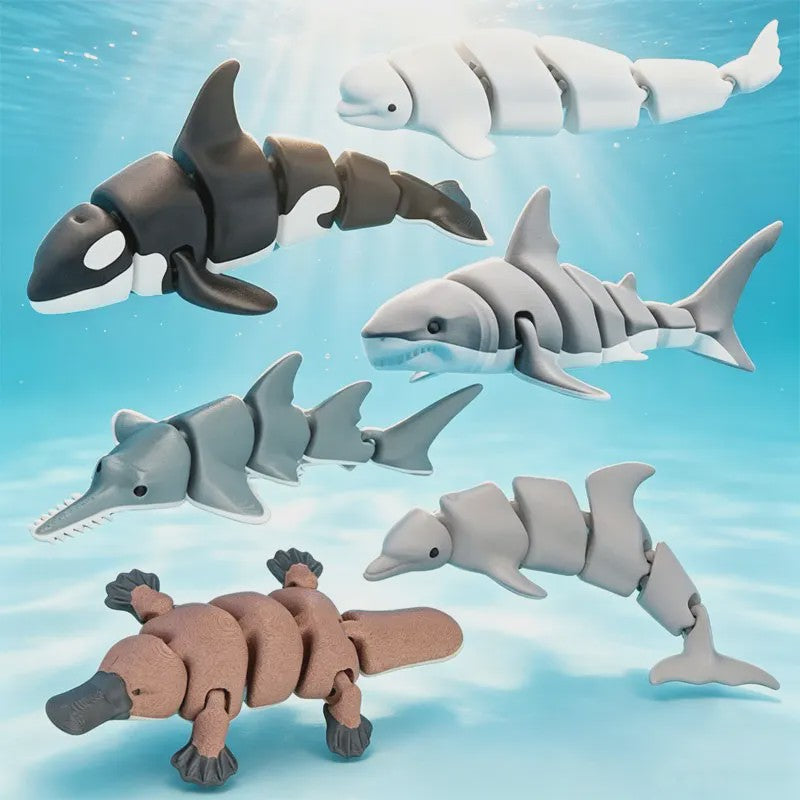 3D Geprinte Gewrichtte Dieren Beeldjes: Haai, Orka & Meer - Levensecht Speelgoed & Decoratie