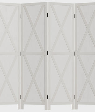 HOMCOM Paravent 4 Panelen Wit Hout Landelijke Stijl Kamerverdeler 182x170 cm