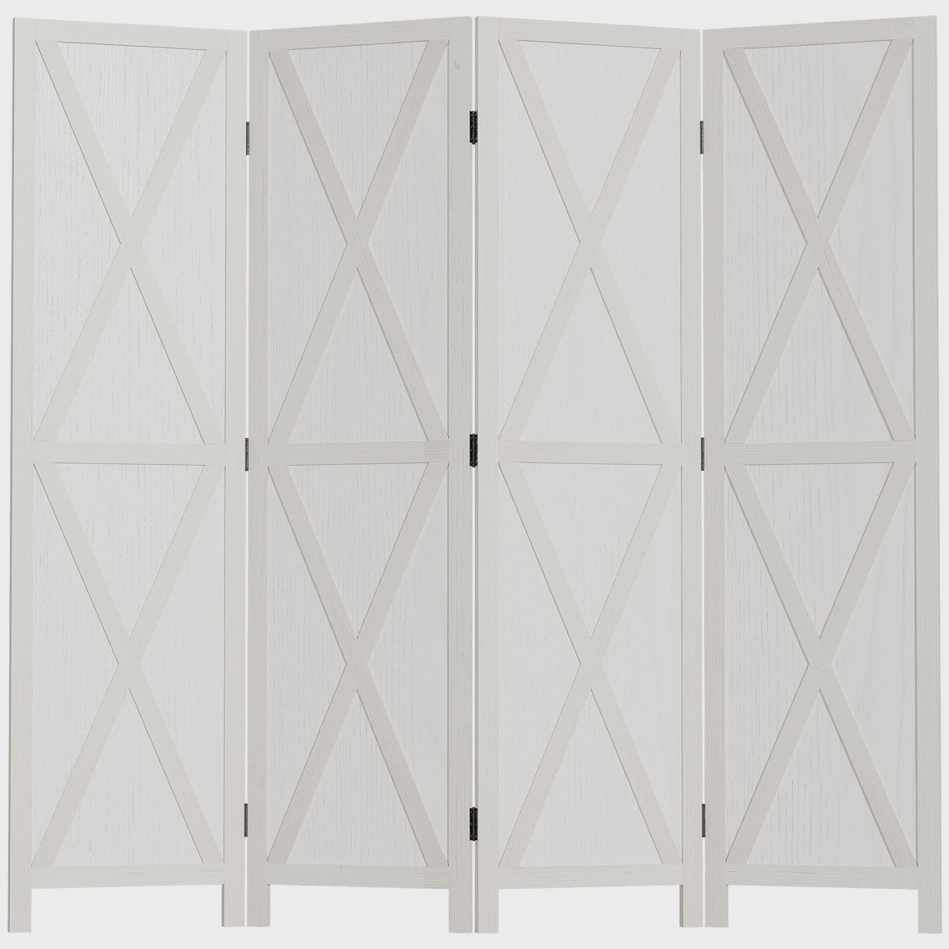 HOMCOM Paravent 4 Panelen Wit Hout Landelijke Stijl Kamerverdeler 182x170 cm
