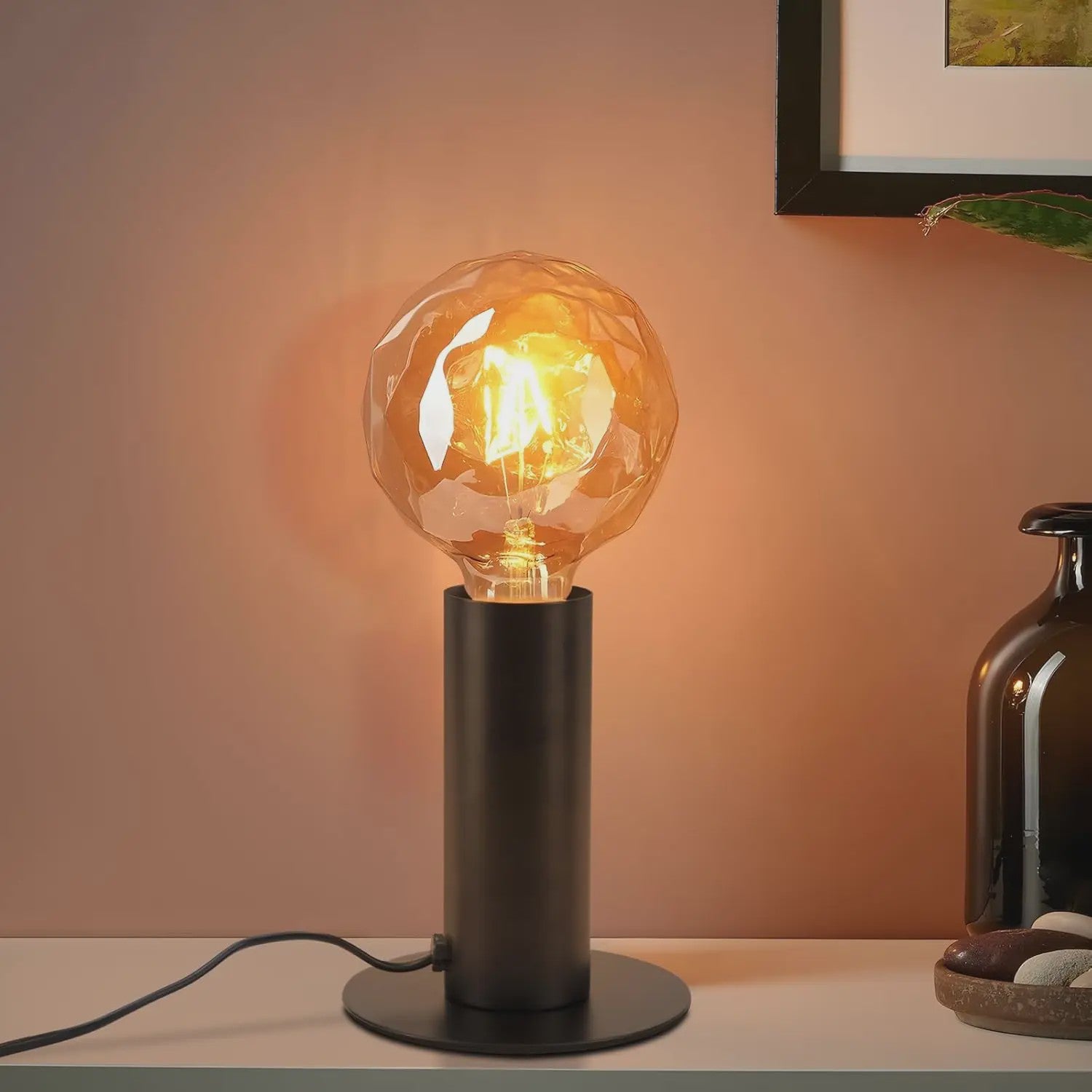 Vintage Zwarte Tafellamp E27 - Retro Sfeerlicht voor Slaapkamer & Woonkamer