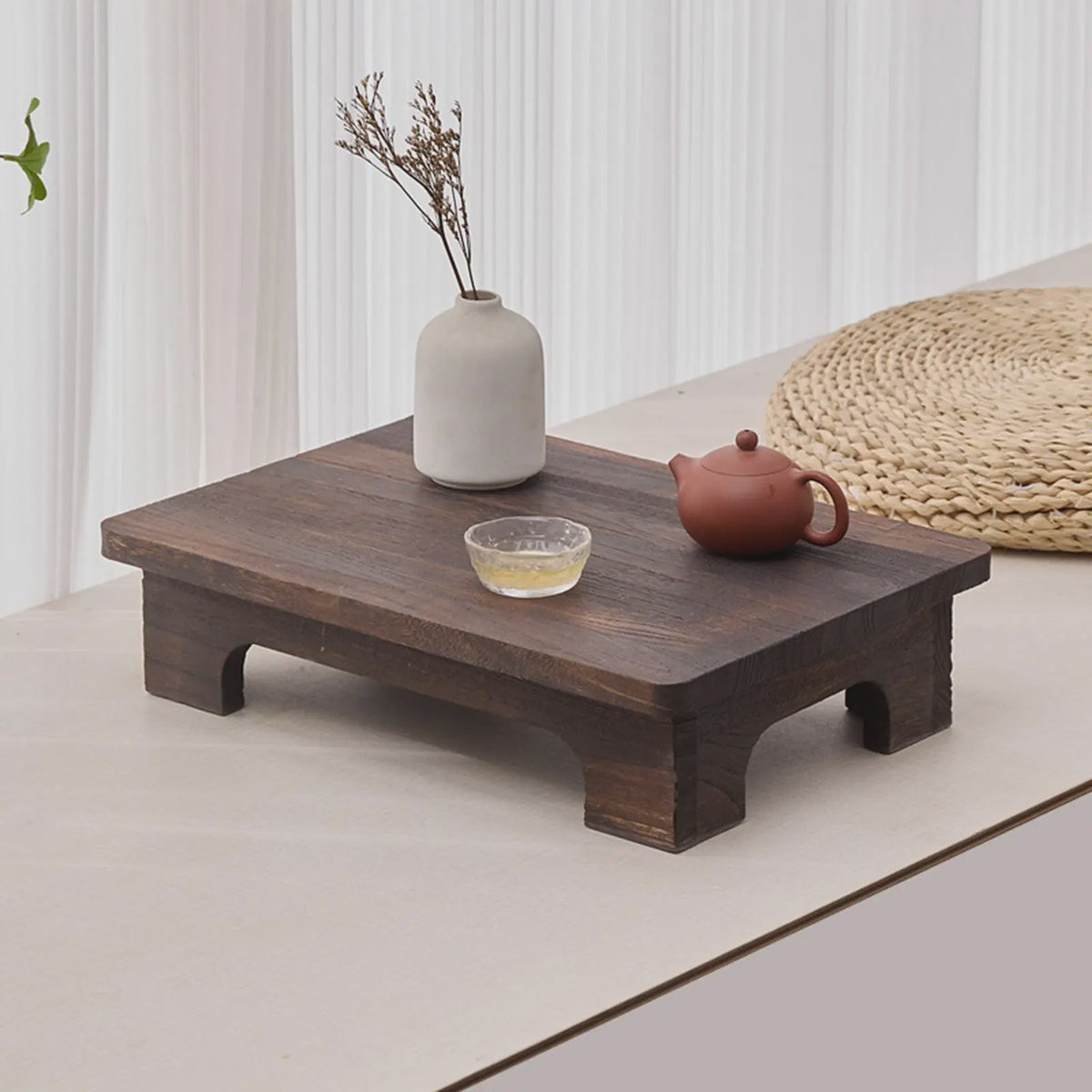 Houten Lage Tatami Tafel - Compact en Stijlvol voor Balkon, Woonkamer of Vensterbank