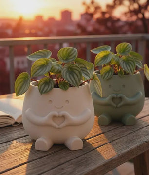 Unieke Bloempot met Gezicht - Schattige Resin Plantenbak voor Succulenten en Decoratie