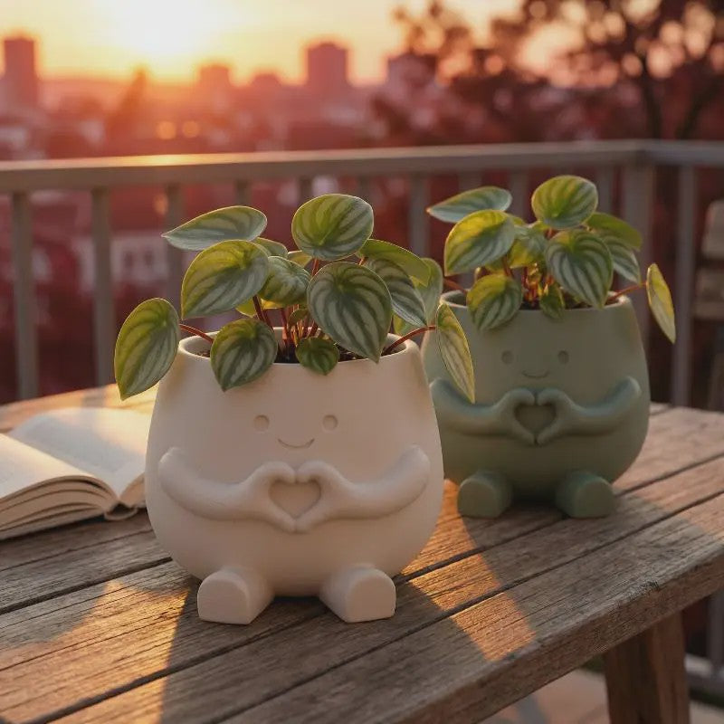 Unieke Bloempot met Gezicht - Schattige Resin Plantenbak voor Succulenten en Decoratie