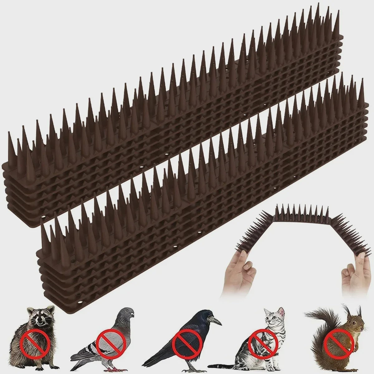 12x Humane Vogel- en Kattenwering - Plastic Prikkelstrips, Geen Stroom Nodig - 43cm per strip