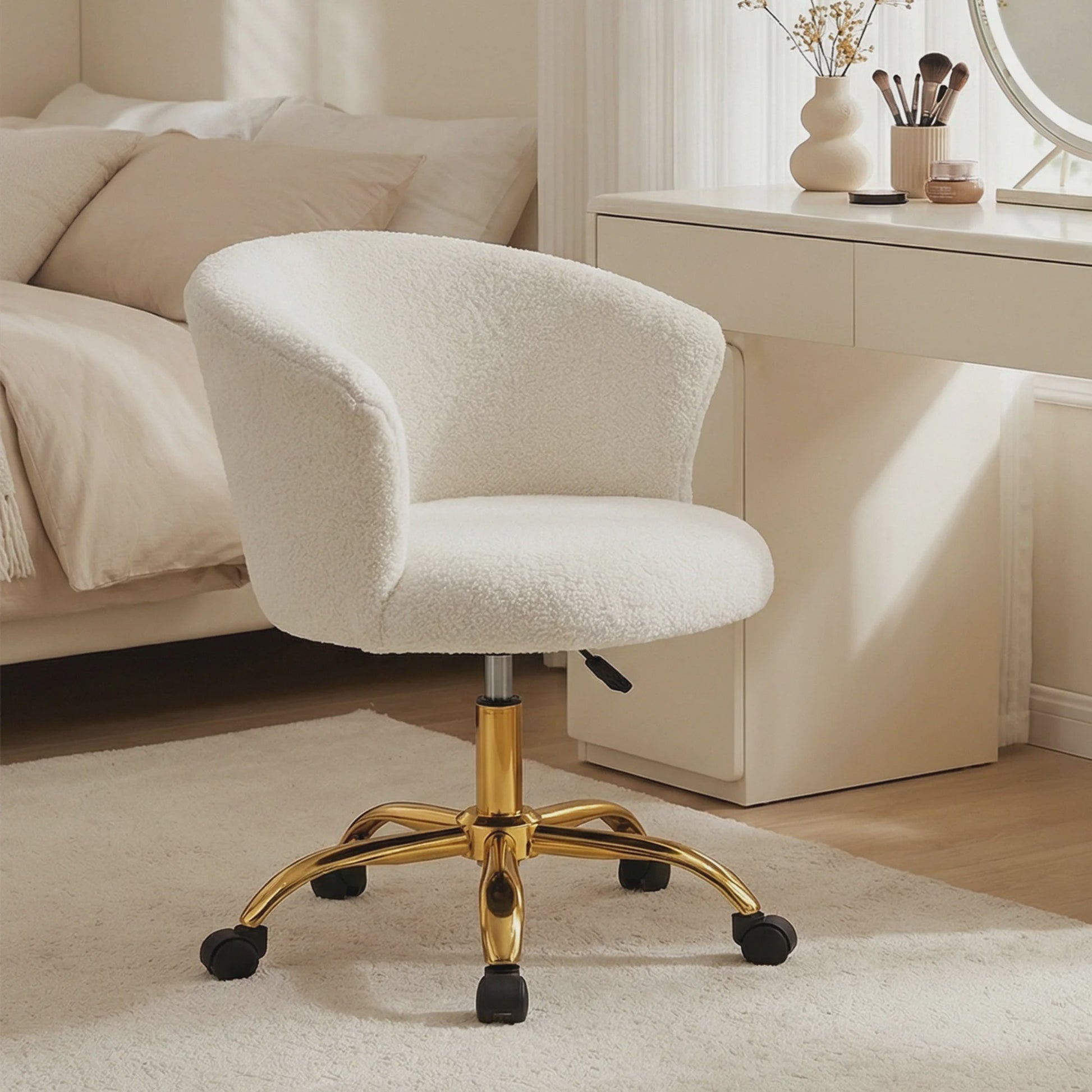 Ergonomic and comfortable desk Vinsetto, office chair desk, adjustable in height with steel piecing, White